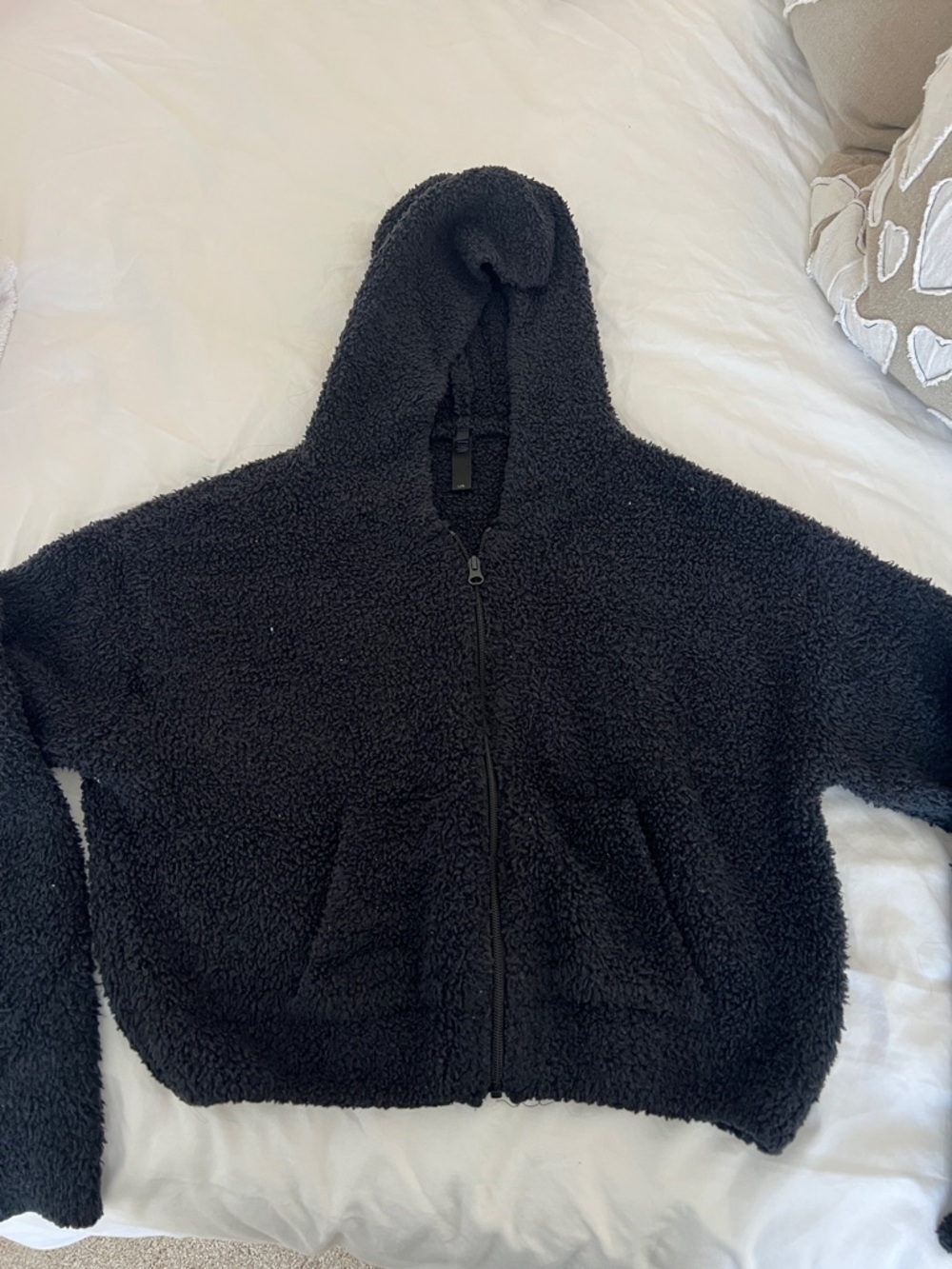 SKIMS Black Sherpa Zip Hoodie